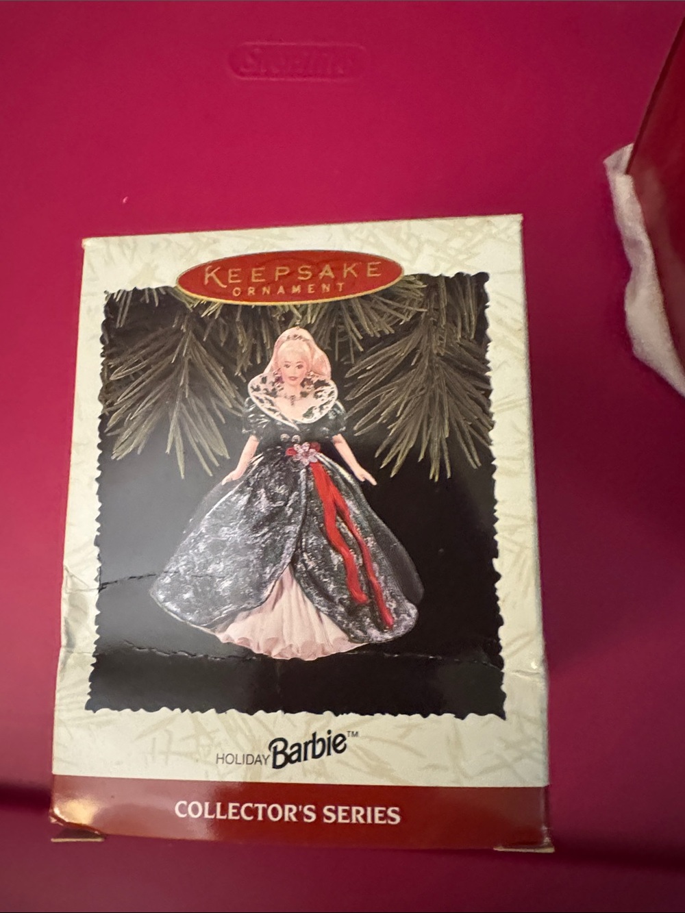 Barbie Holiday Ornament in Pink, Black and Red